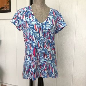Lilly Pulitzer V Neck Sailboat Tee